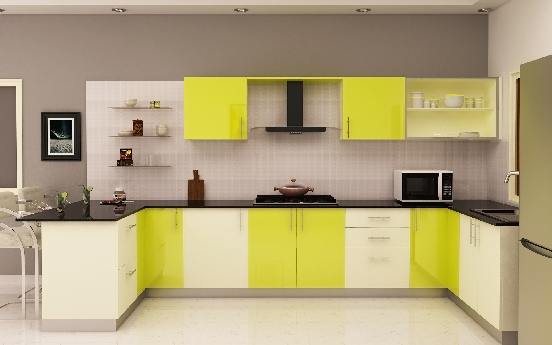 Lime+frosty white leading manufacturers of stylish modular kitchen design